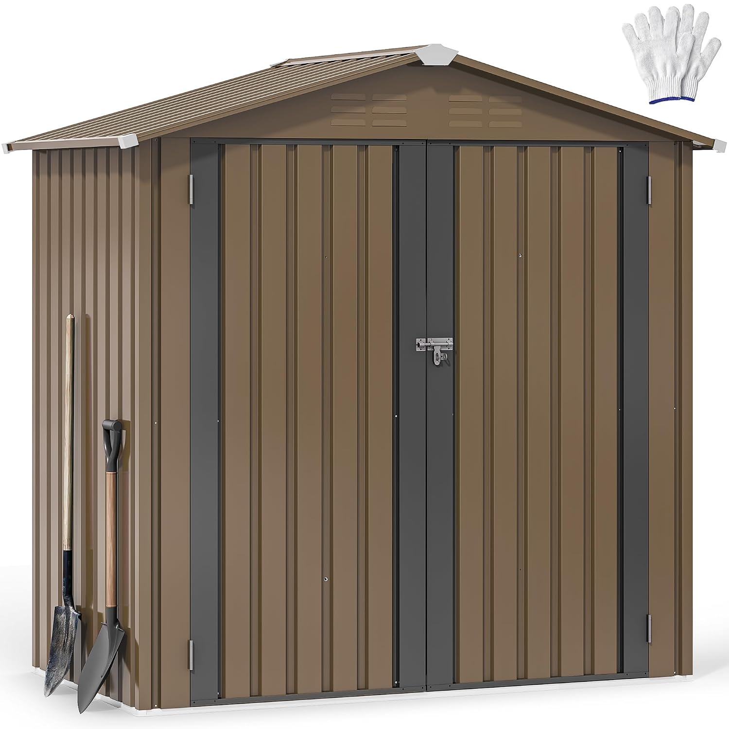 Gardening Tools Storage - 6x4피트 금속 야외 보관함, 방수 공구