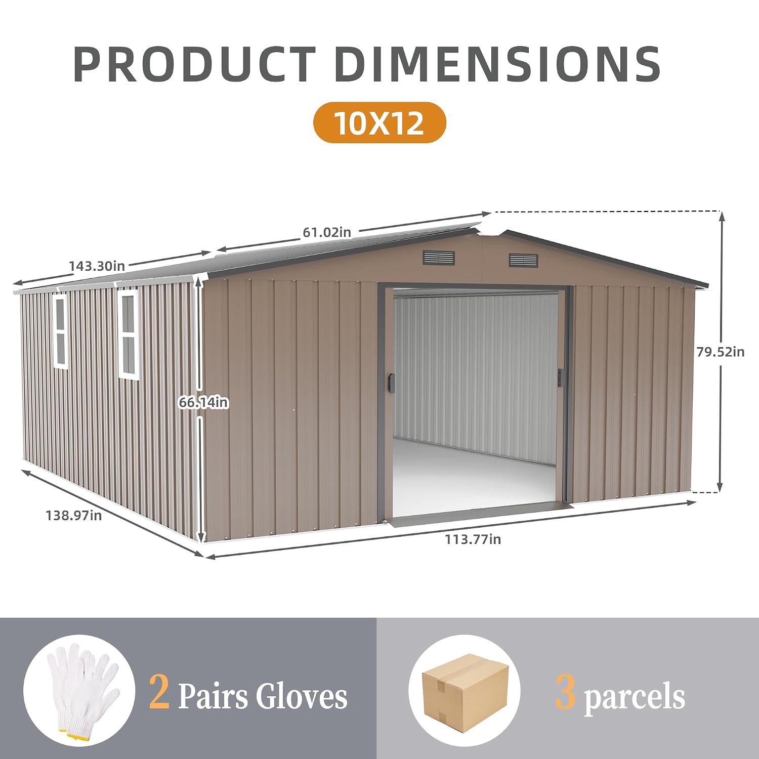 10x12피트 야외용 창고, 2개의 창문이 있는 대형  - Gardening Tools Storage 리뷰 및 가격