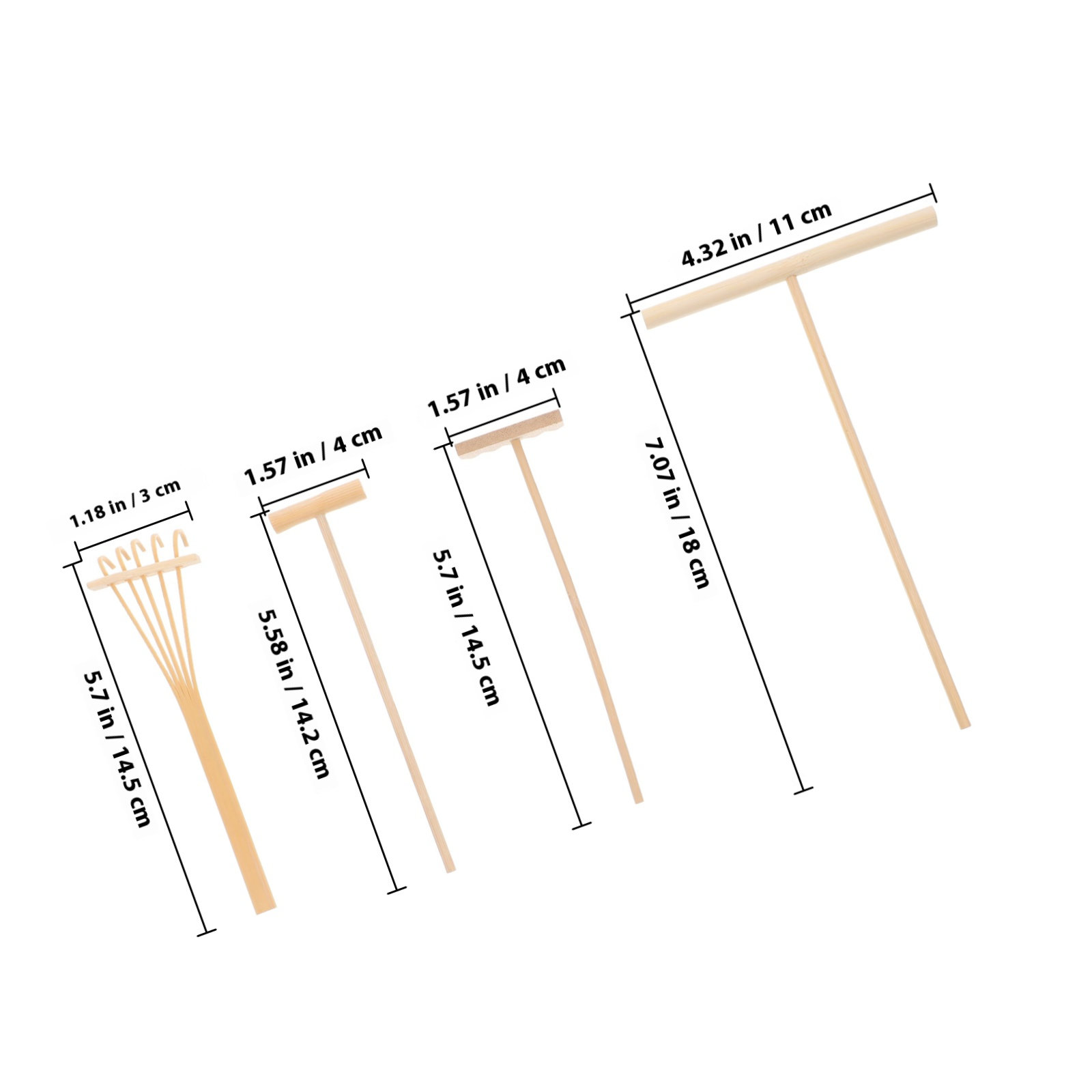4개 세트 대나무 갈퀴 미니 정원용 갈퀴 도구, 모래  - Gardening Tools Drawing 리뷰 및 가격