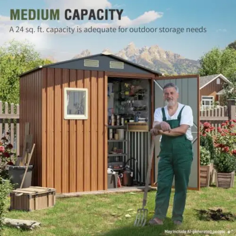 야외용 창고 6x4피트, 잠금 가능한 금속 정원 창고  - Gardening Tools Storage 리뷰 및 가격