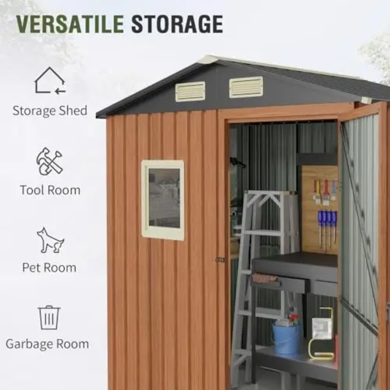 야외용 창고 6x4피트, 잠금 가능한 금속 정원 창고  - Gardening Tools Storage 리뷰 및 가격