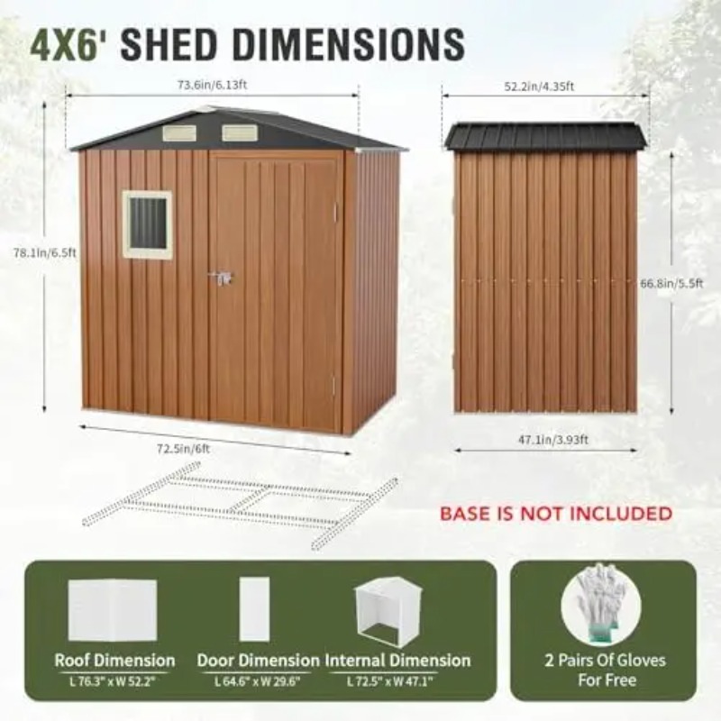야외용 창고 6x4피트, 잠금 가능한 금속 정원 창고  - Gardening Tools Storage 리뷰 및 가격